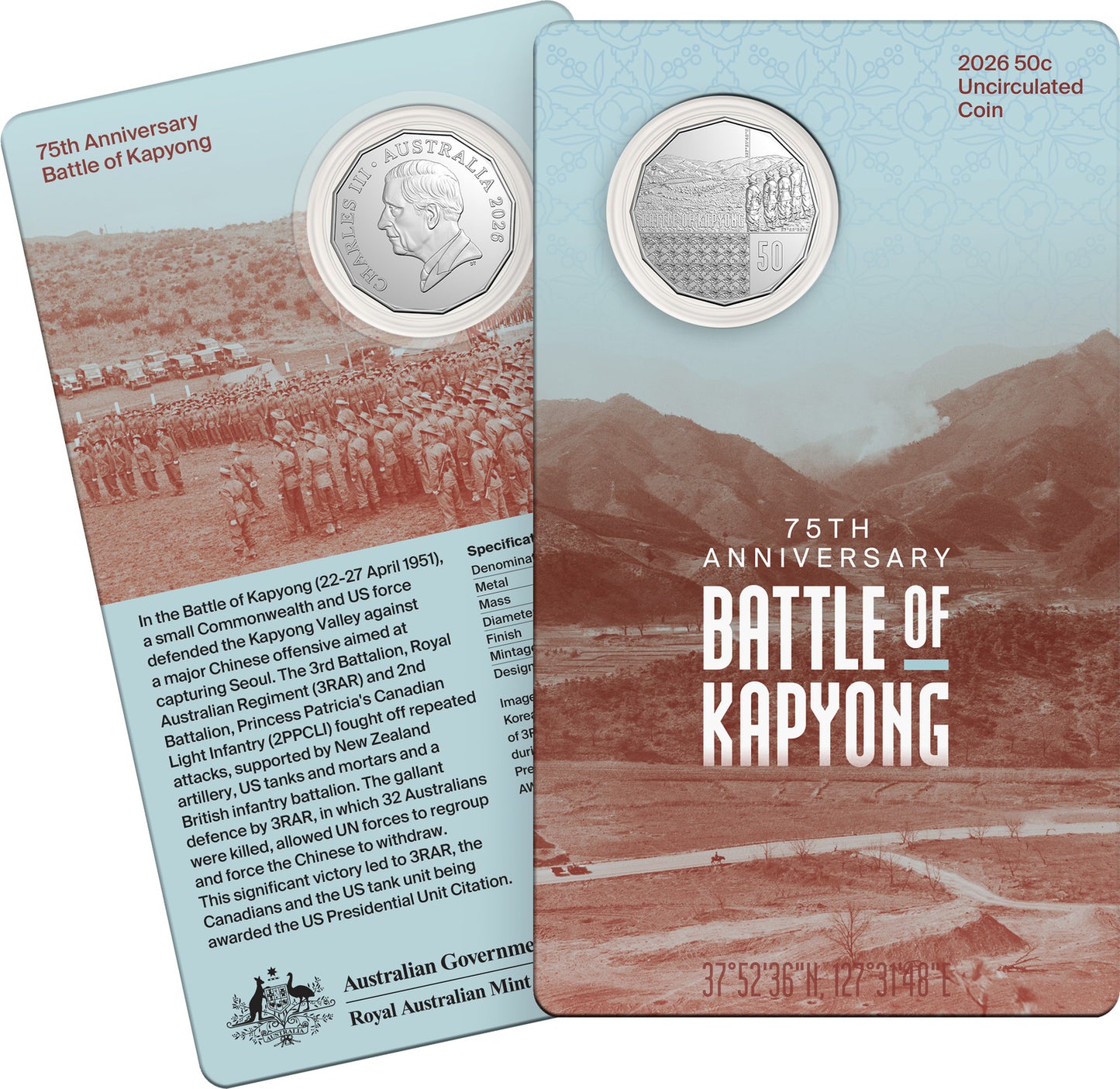 2026 50c UNCIRCULATED COIN 75TH ANNIVERSARY BATTLE OF KAPYONG