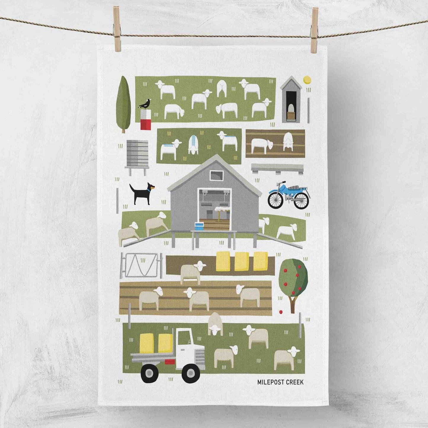 All Among The Wool, 100% Linen Tea Towel
