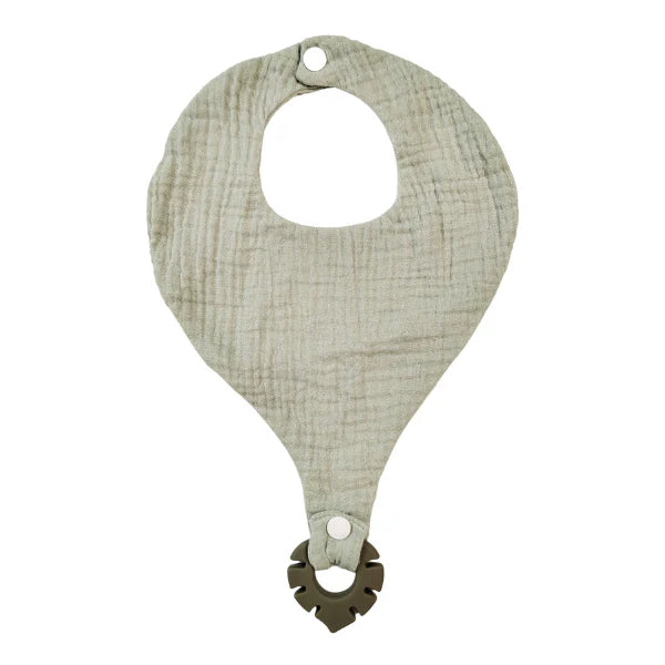 BUBSY COTTON BIB WITH TEETHER- SAGE