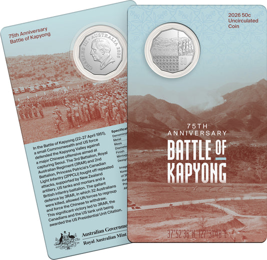 2026 50c UNCIRCULATED COIN 75TH ANNIVERSARY BATTLE OF KAPYONG