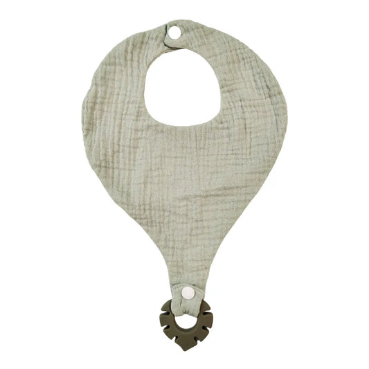 BUBSY COTTON BIB WITH TEETHER- SAGE