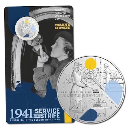 COIN PACK 20 CENT 2026 UNC COLOURED WWII 1941- WOMEN'S SERVICES