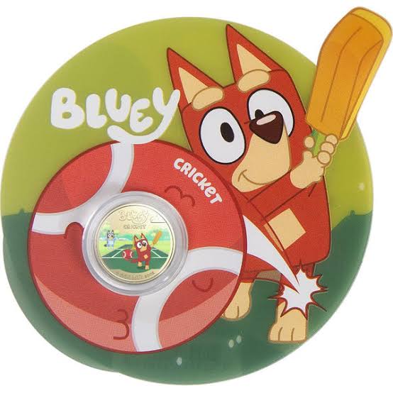 $1 2027 UNC COLOURED BLUEY CRICKET COIN