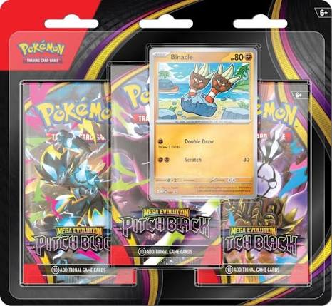 Pokemon TCG Mega Evolutions 5 Pitch Black Three Booster Blister